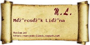 Márcsák Liána névjegykártya